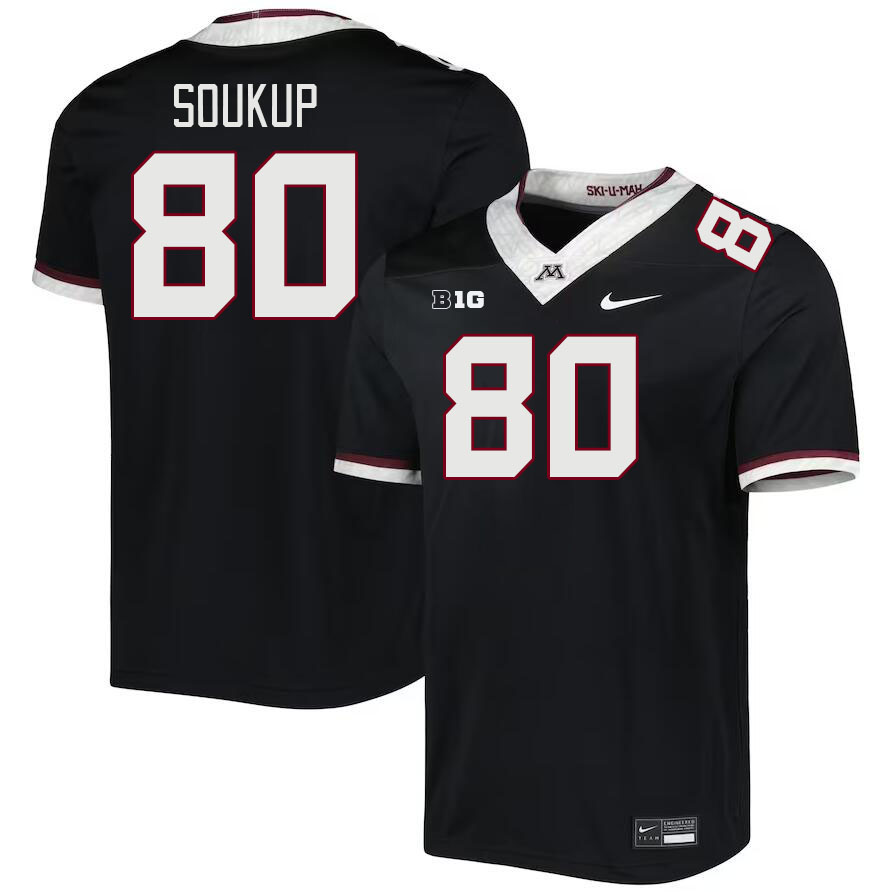 Men #80 Alan Soukup Minnesota Golden Gophers College Football Jerseys Stitched-Black